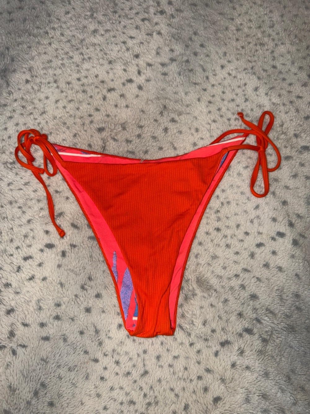 Maaji Orange & Pink Ribbed Tie-Side Bikini Bottom